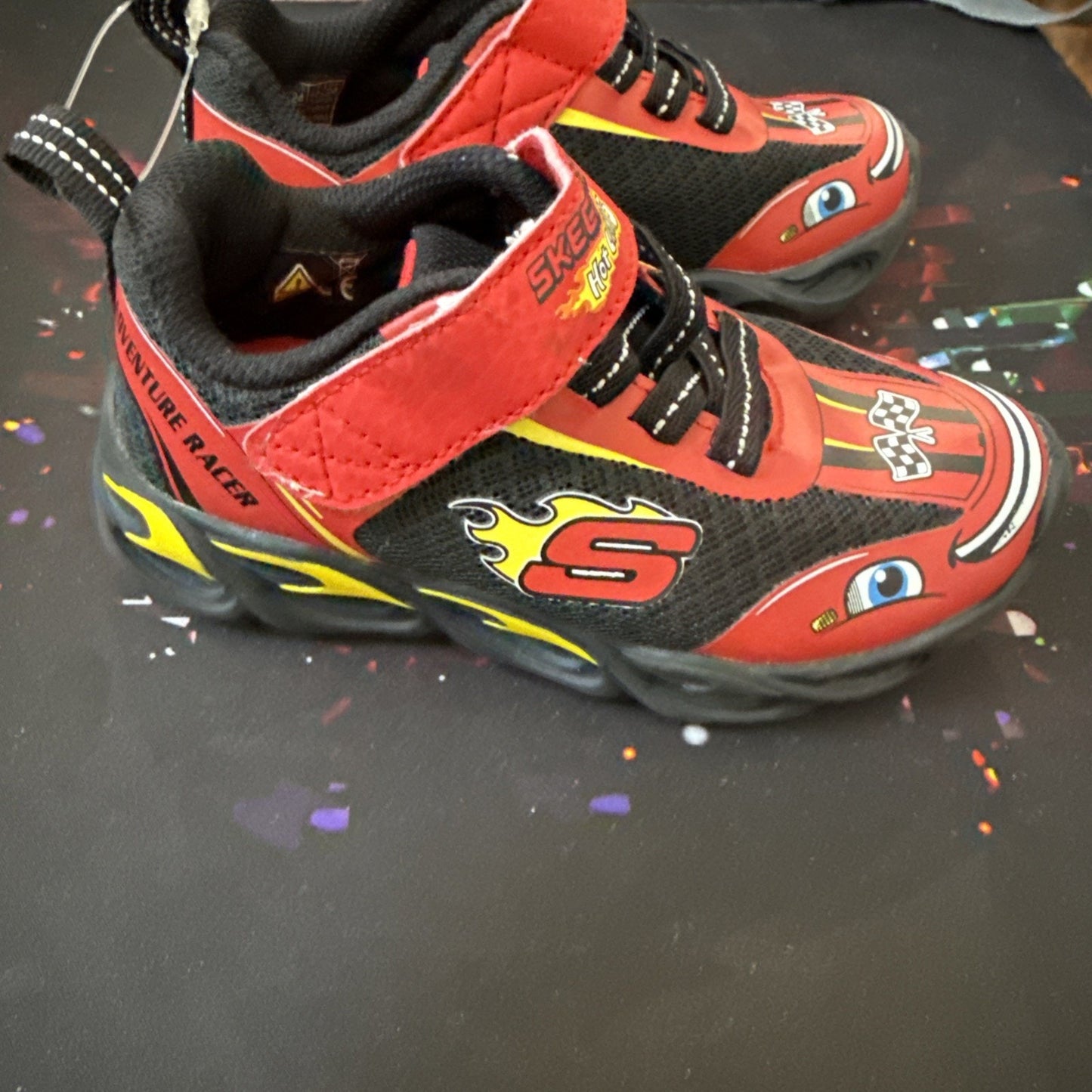 Skechers Thermo Flash Shoe Toddlers 5 Red Black Light Up Adventure Racer Sneaker