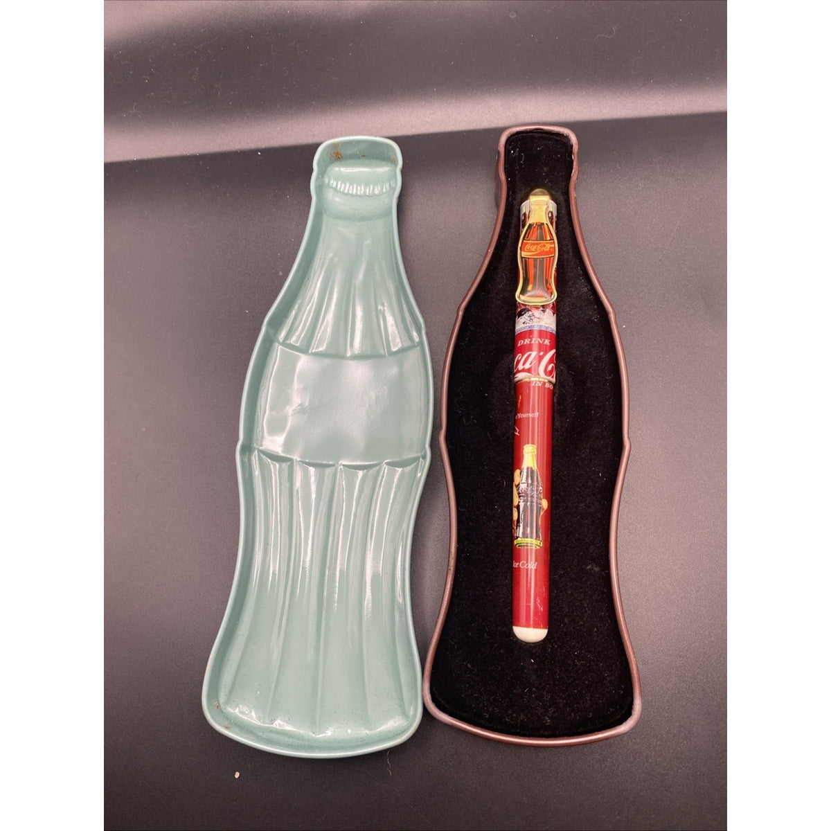 Coca Cola Collectible Ceramic Roller Ball Pen Coke Bottle Design Gift Open Tin