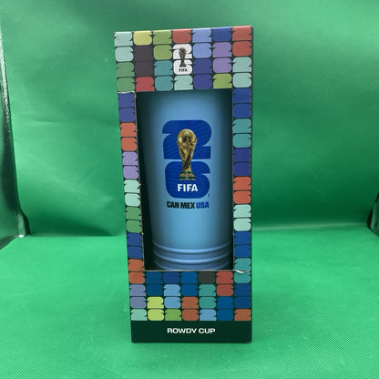 FIFA World Cup 26 Rowdy Cup Tumbler Horn Noisemaker 24oz Light Blue CAN MEX USA