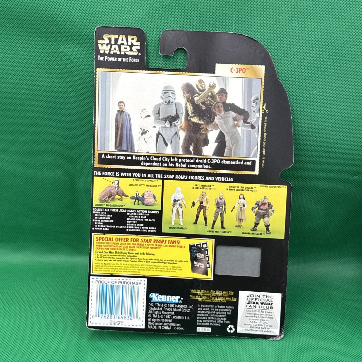 STAR WARS C-3PO METALIZED BODY W/ CARGO NET POTF 1997 Freeze Frame