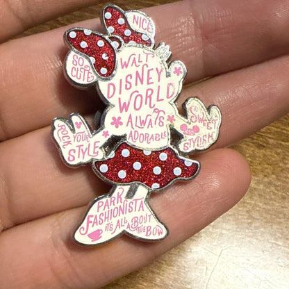 2020 Disney Minne Mouse Rock the Dots Word Filled Park Fashionista Pin (C)
