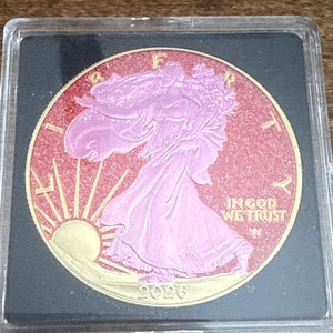 2026 ROSE & RUBY US Eagle 1 Oz Silver Coin 1$ - Rare Mintage 100