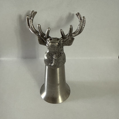 Jagermeister Stainless Metal Shot Glass Pewter Stag Buck Head Logo