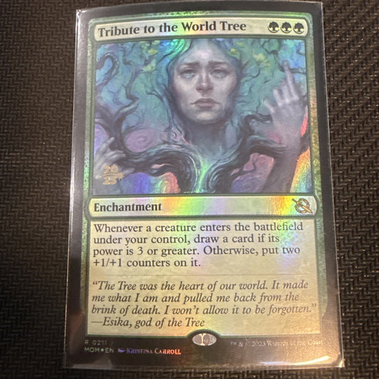 Tribute To The World Tree X1 Mtg March Of The Machine Nm Promo Pack Foil