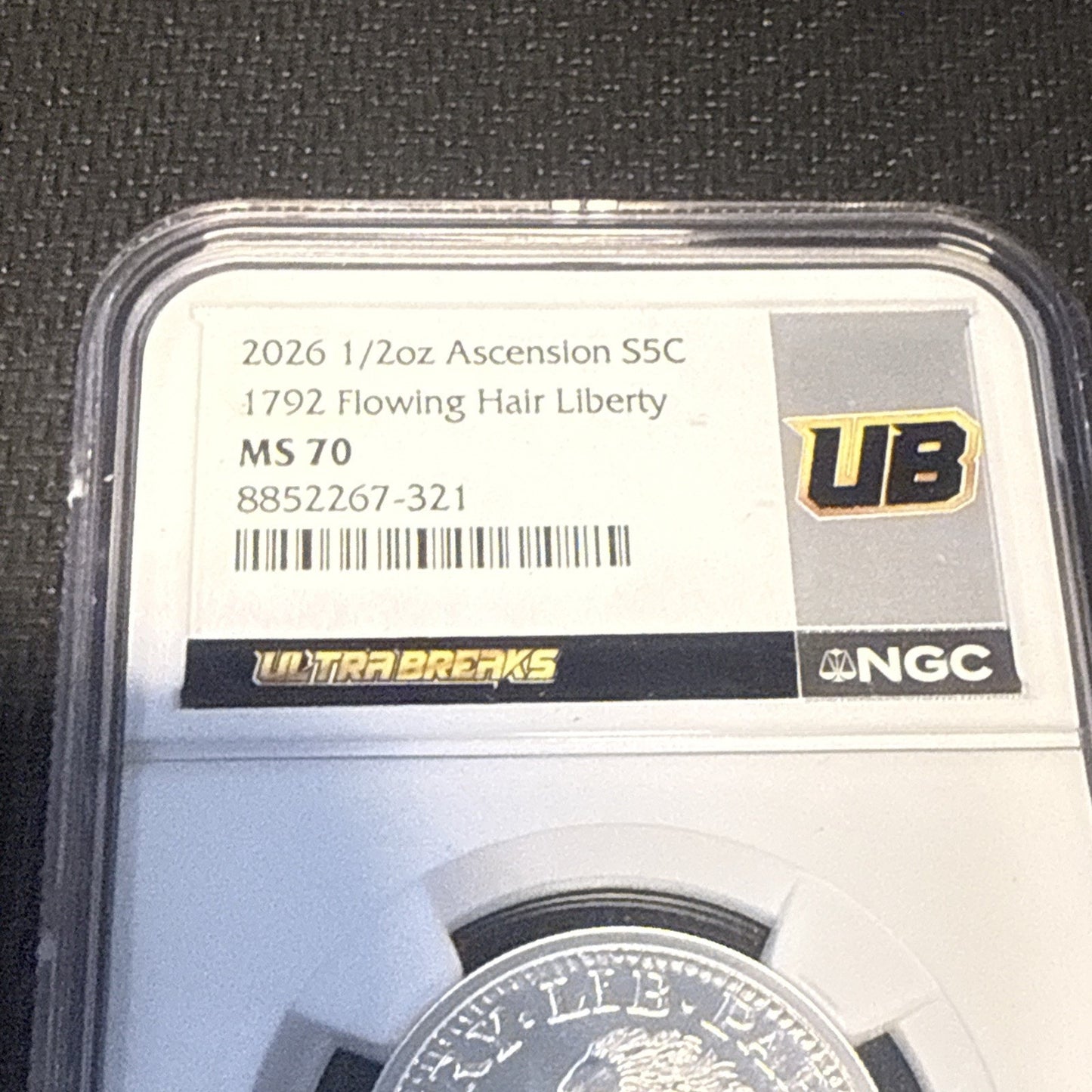 2026 1/2 oz Ascension 5c "1792 Flowing Hair Liberty" NGC MS-70