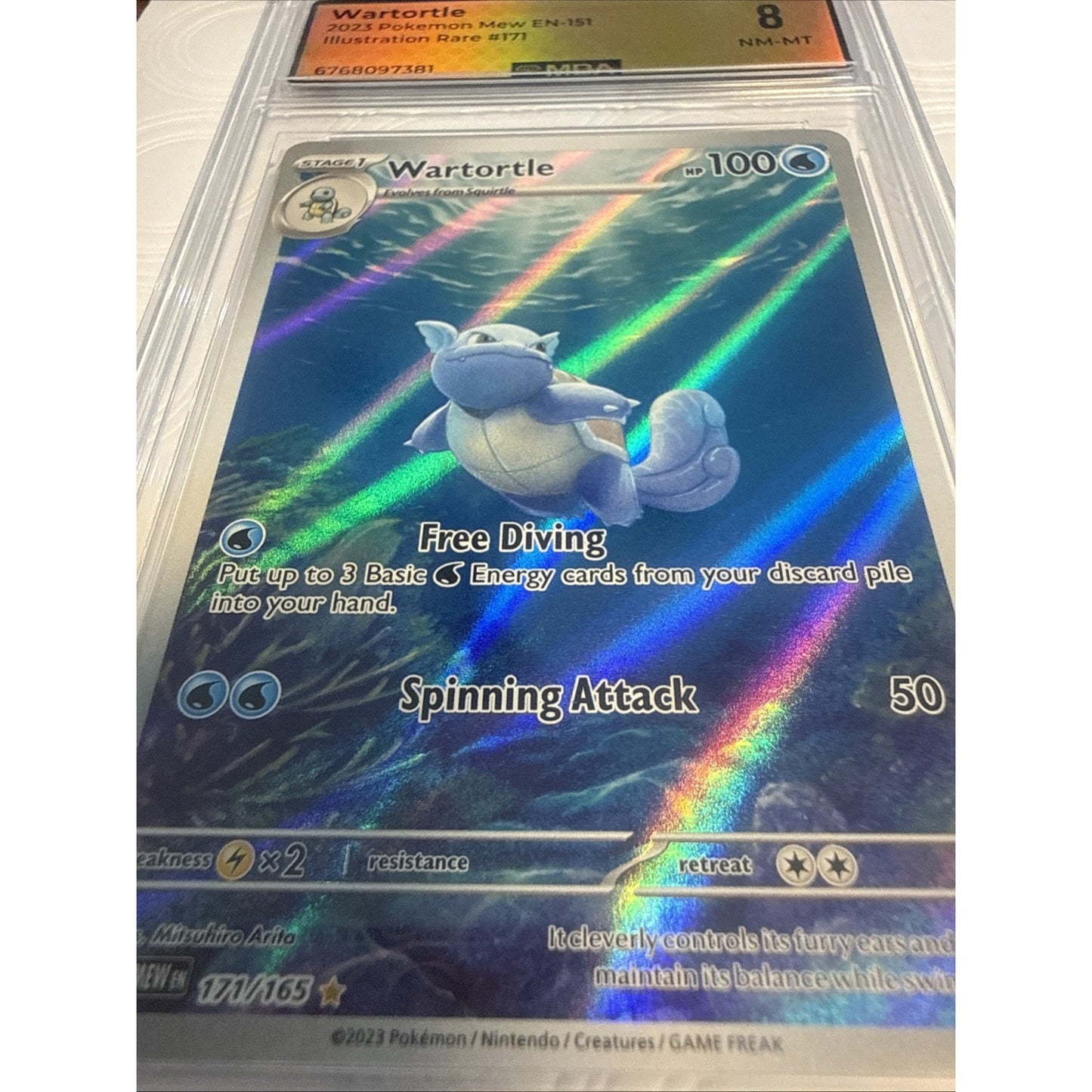 Pokémon Wartortle Illustration Rare: Scarlet & Violet 151 PSA 8 #171/165 English
