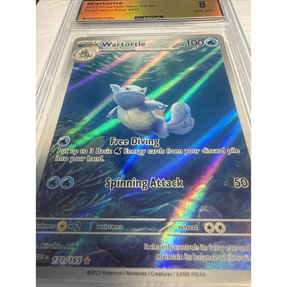 Pokémon Wartortle Illustration Rare: Scarlet & Violet 151 PSA 8 #171/165 English