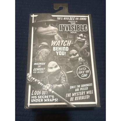 NECA TMNT Turtles x Monsters Donatello As The Invisible Man NIB Black & White