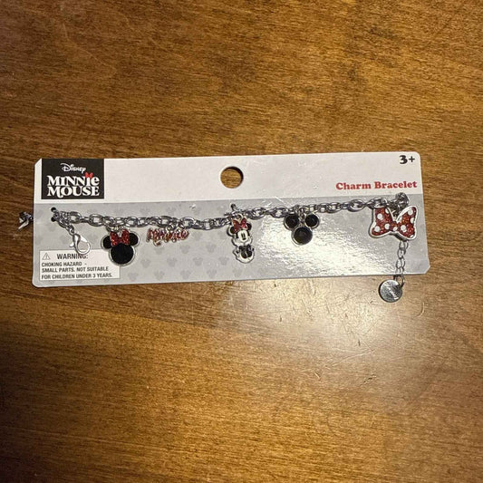 Minnie Mouse Disney Silvertone Charm Bracelet 7.5 In New