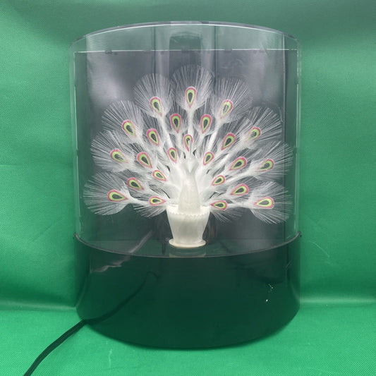 Vintage Fiber Optic Peacock Color Changing Lamp Working