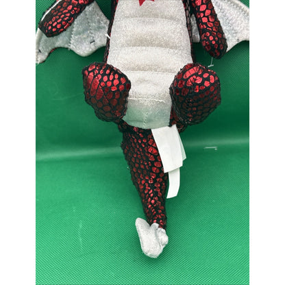 Nanco Red Winged Dragon Snake Scales Plush Toy Black Silver Iridescent 13" 2020