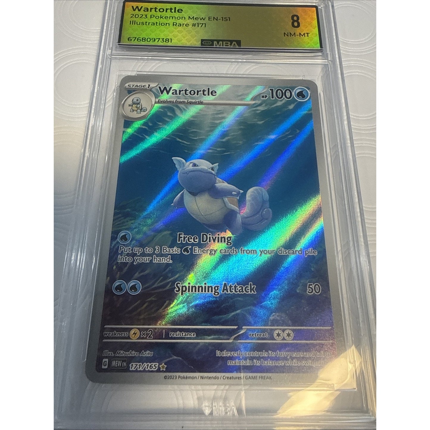 Pokémon Wartortle Illustration Rare: Scarlet & Violet 151 PSA 8 #171/165 English