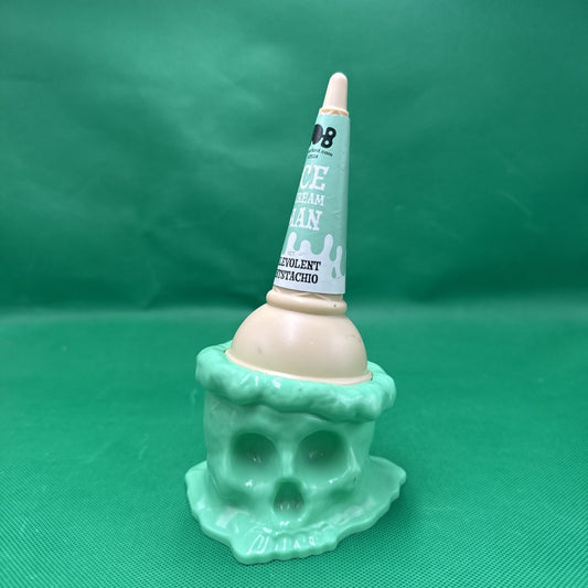 Ice Cream Man "Malevolent Mintstachio" Green Skull Plastic Ice Cream Cone Holder