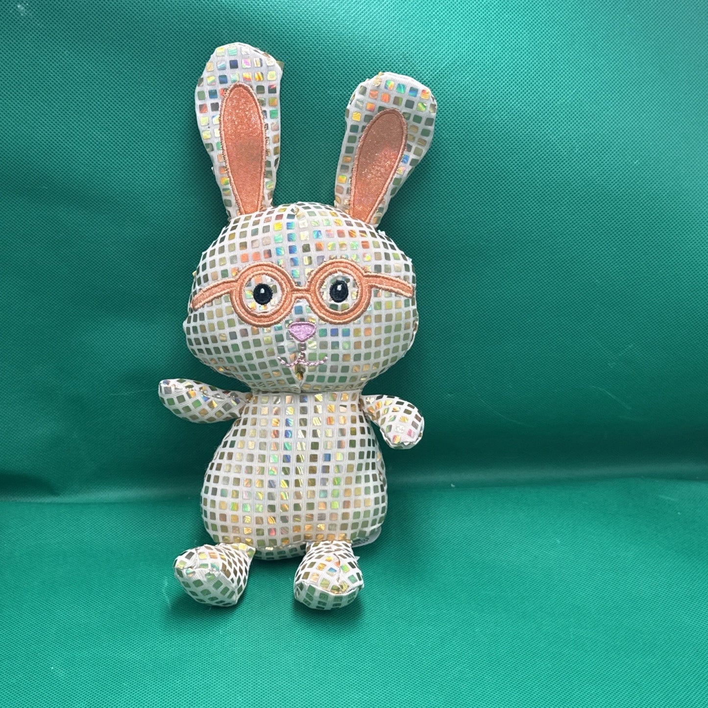 Walmart Way to Celebrate Easter Plush Disco Bunny 12inch Gold/Orange