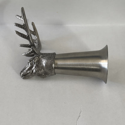 Jagermeister Stainless Metal Shot Glass Pewter Stag Buck Head Logo