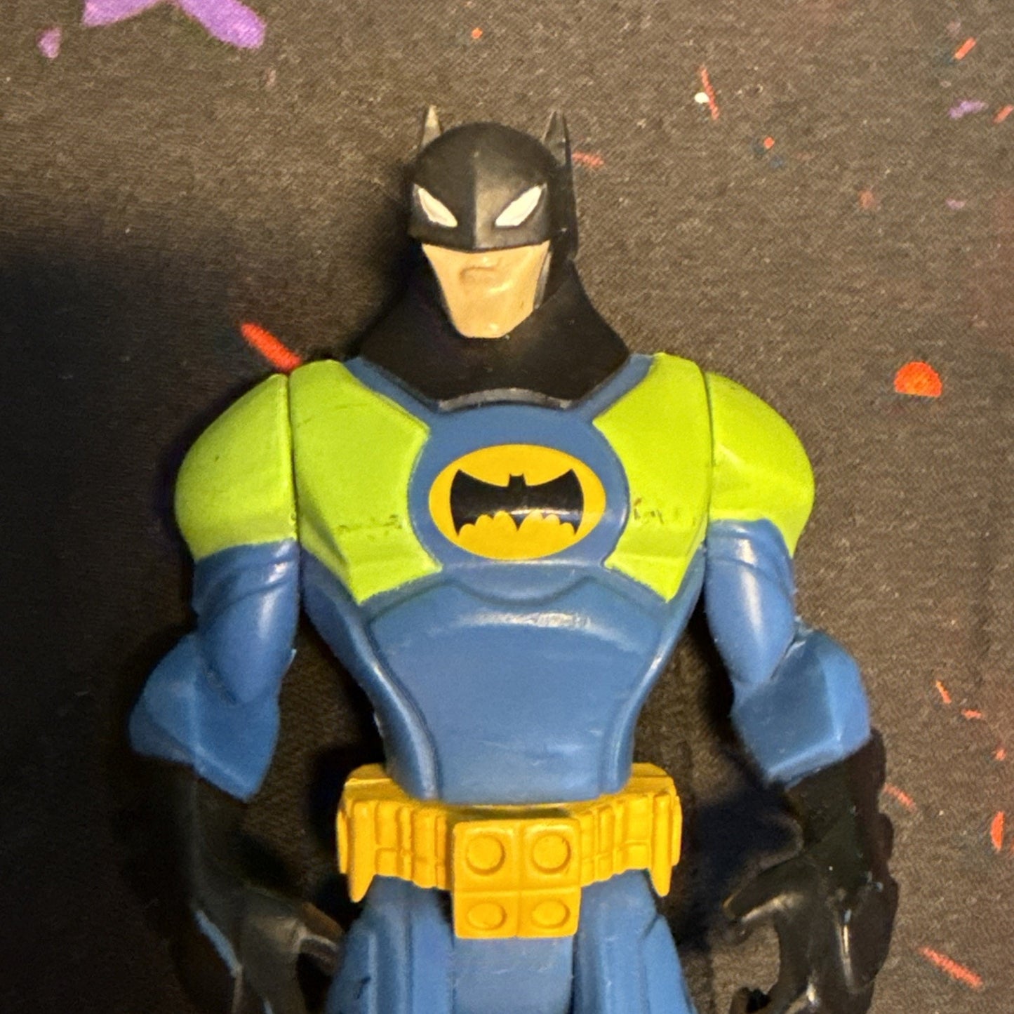 BATMAN Green and Blue DC Comics 4.5" Action Figure w/ Cape + Black Utility Belt