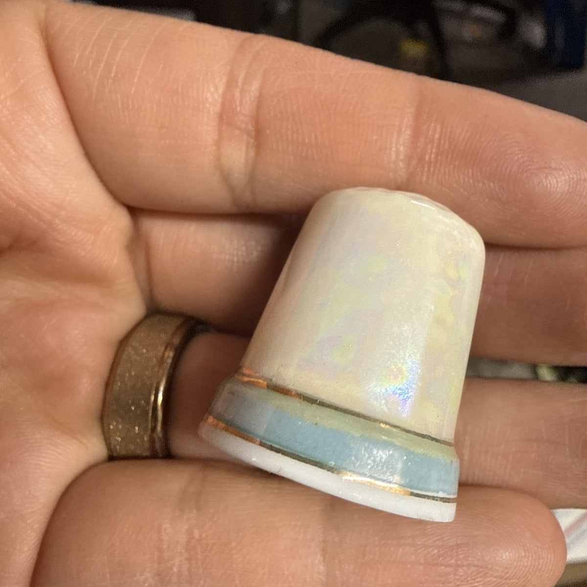 Las Vegas Nevada Iridescent Porcelain Collectible Souvenir Thimble