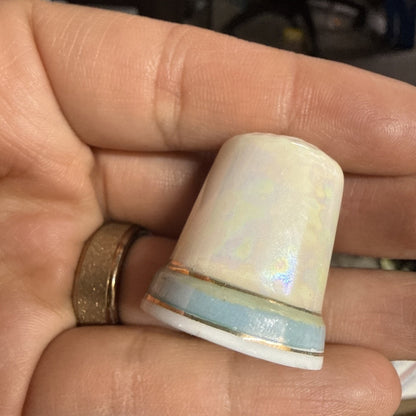 Las Vegas Nevada Iridescent Porcelain Collectible Souvenir Thimble