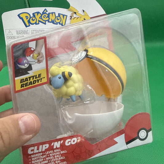 Pokemon Clip N Go Mareep 2" Level PokeBall Action Battle Figure