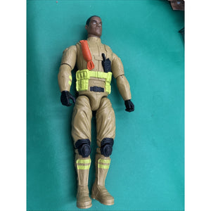 Vintage 2003 GI Joe Search Rescue Firefighter 12" Action Figure Tan Suit Hasbro