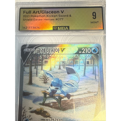 2021 POKEMON KOREAN SWORD & SHIELD EEVEE HEROES #077 FULL ART/GLACEON V MBA 9