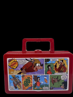 90's Disney's Goofy Cooked up Comics Plastic Lunch Box Pail / Pencil Box - Used as is