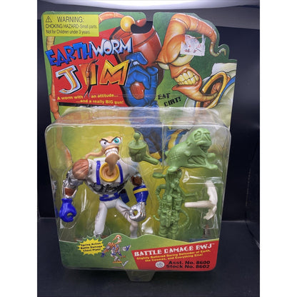 Earthworm Jim Action Figure (Green Variant) RARE 1994 PLAYMATES Sealed New