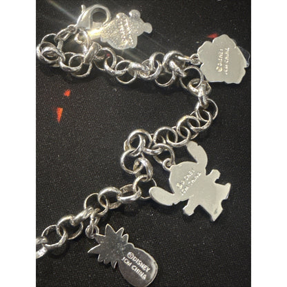 Disney Lilo & Stitch Enamel Charm Bracelet, Silver Tone Hawaiian Themed