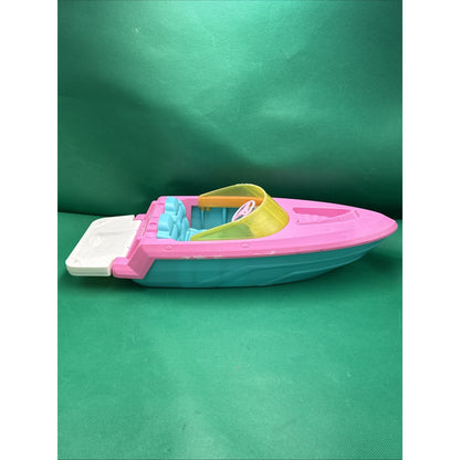 Barbie Pink Speedboat Toy Vehicle with Teal Hull and Swim Platform