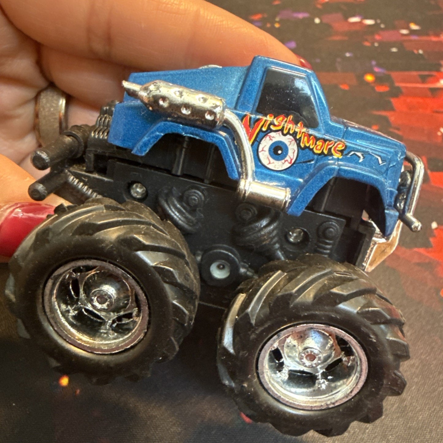 New Ray Friction Powered Push N Go Mini Monster Truck Blue Nightmare
