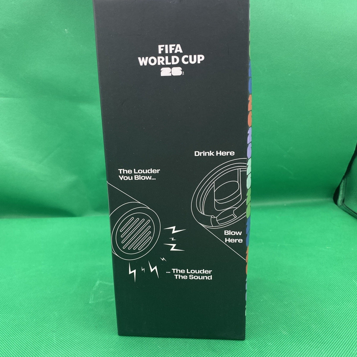 FIFA World Cup 26 Rowdy Cup Tumbler Horn Noisemaker 24oz GREEN CAN MEX USA