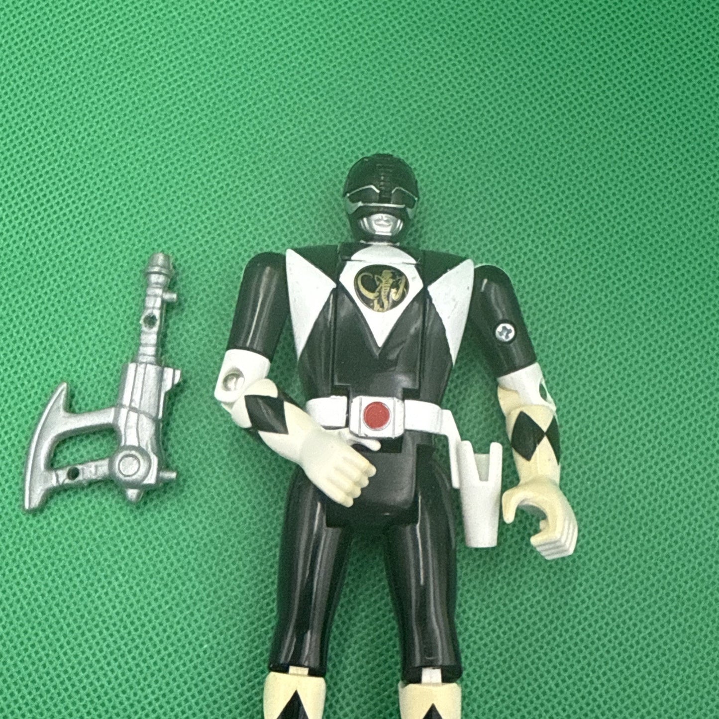 Vintage 1993 Mighty Morphin Power Rangers Black Ranger Flip Head Figure One Axe
