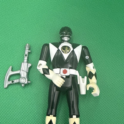 Vintage 1993 Mighty Morphin Power Rangers Black Ranger Flip Head Figure One Axe