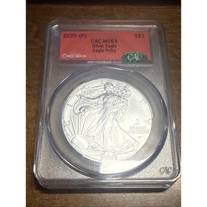 2025 (P) Silver Eagle, EAGLE PRIVY, certified MS 69 by CAC!
