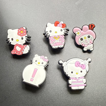 Lot of 5 Shoe Decoration Charms Rubber & Plastic Hello Kitty