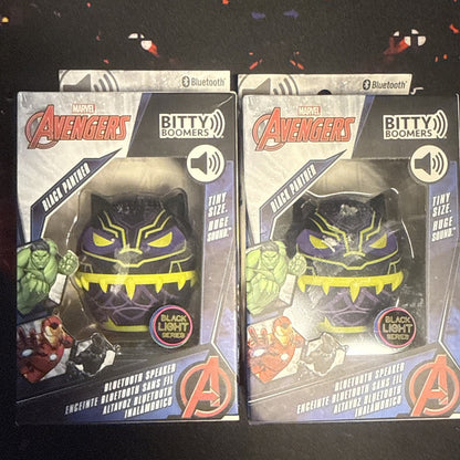 Black Panther Bitty Boomers 2 PACK Marvel Blacklight Mini Bluetooth Speaker NEW