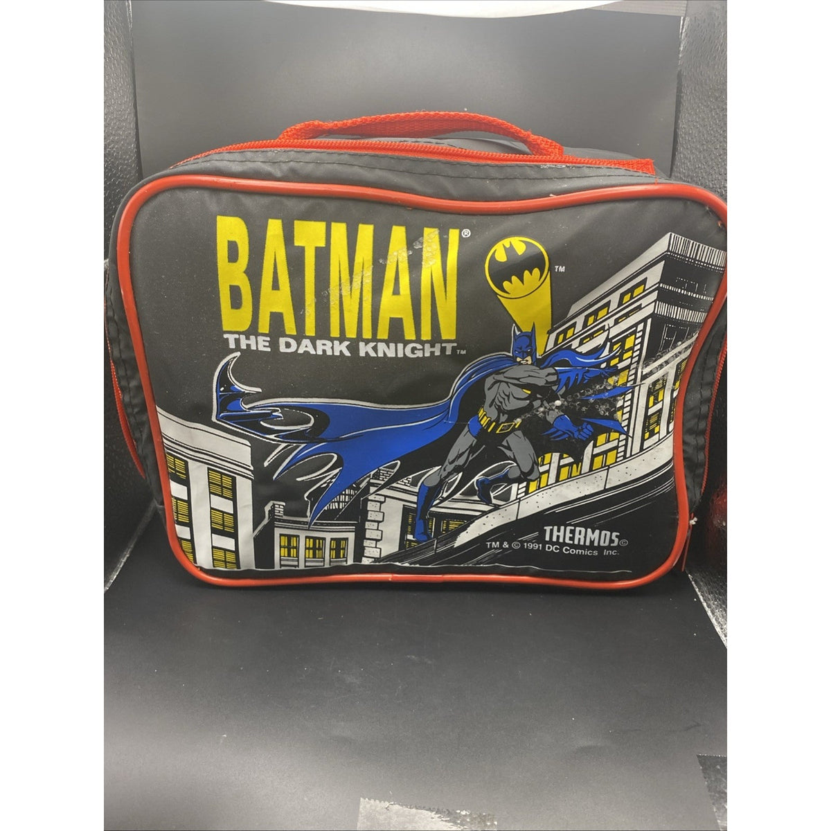 Vintage Batman The Dark Knight Lunch Box 1991 Thermos Soft Collectible