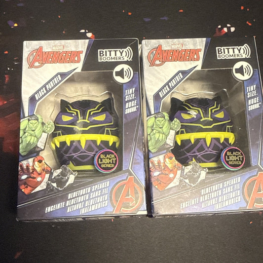 Black Panther Bitty Boomers 2 PACK Marvel Blacklight Mini Bluetooth Speaker NEW