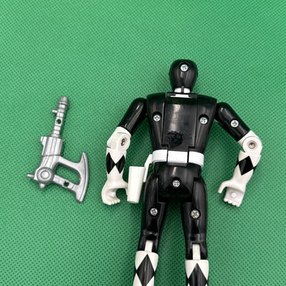 Vintage 1993 Mighty Morphin Power Rangers Black Ranger Flip Head Figure One Axe