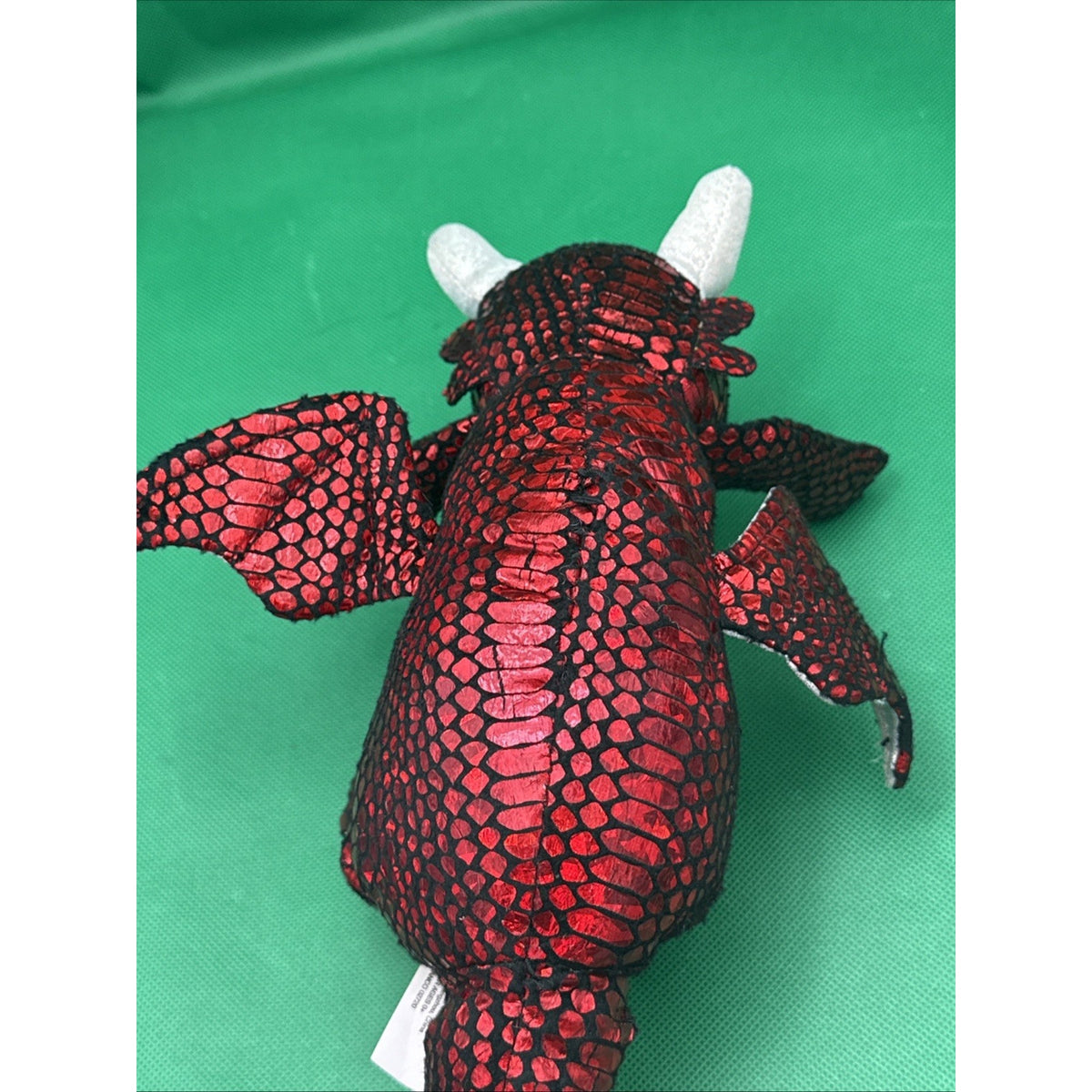 Nanco Red Winged Dragon Snake Scales Plush Toy Black Silver Iridescent 13" 2020