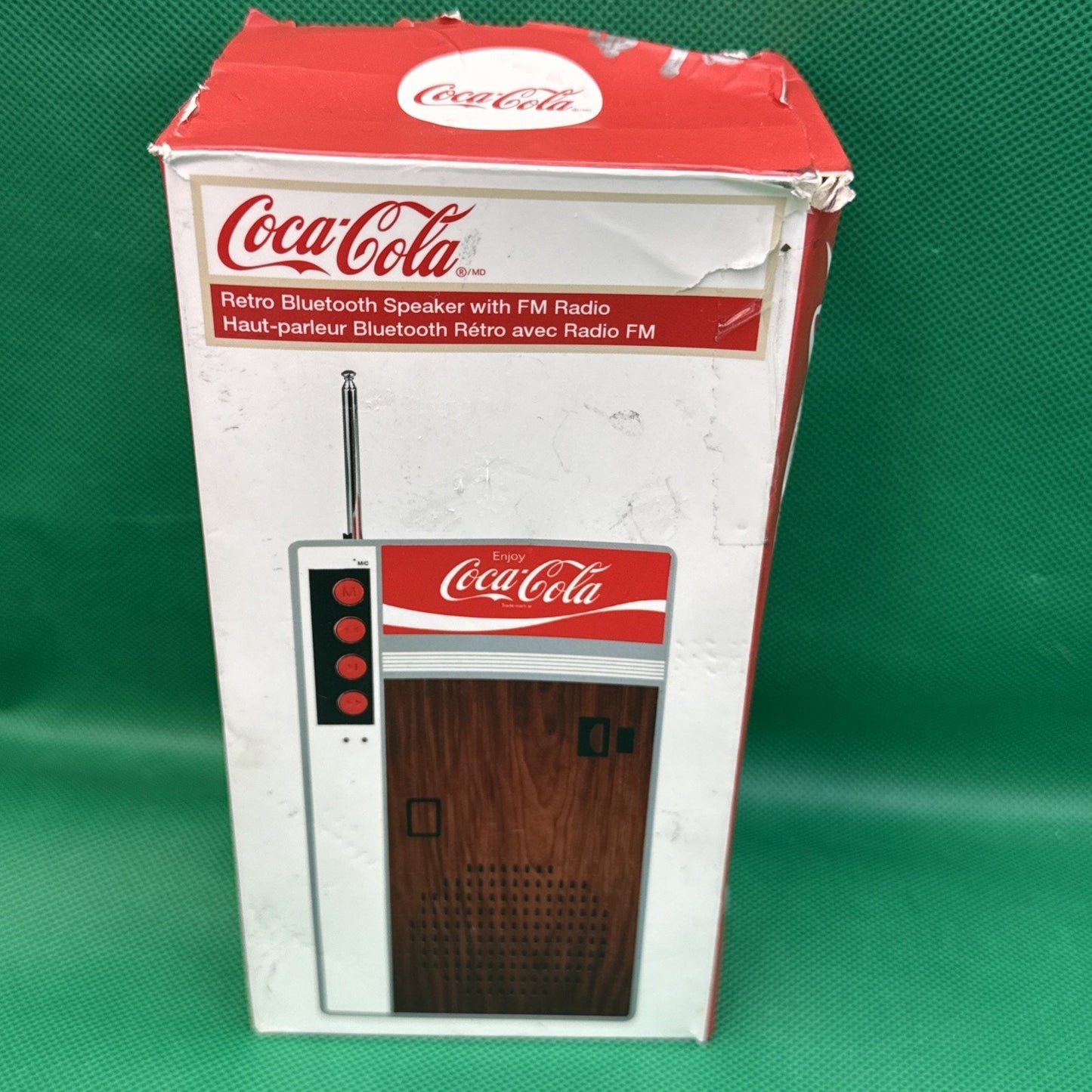 Coca-Cola Retro Bluetooth Speaker FM Radio w/ USB Charging & Aux Cable
