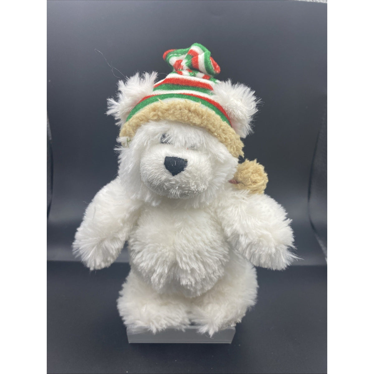 TY Beanie Baby Polar Bear Plush with Christmas Hat Holiday Stuffed Animal