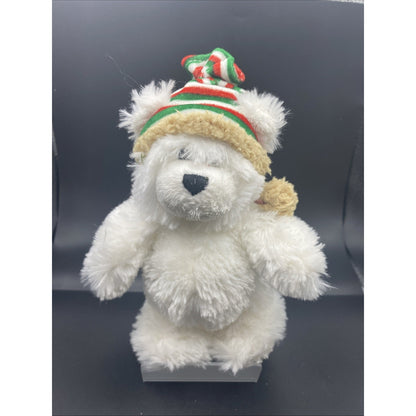 TY Beanie Baby Polar Bear Plush with Christmas Hat Holiday Stuffed Animal