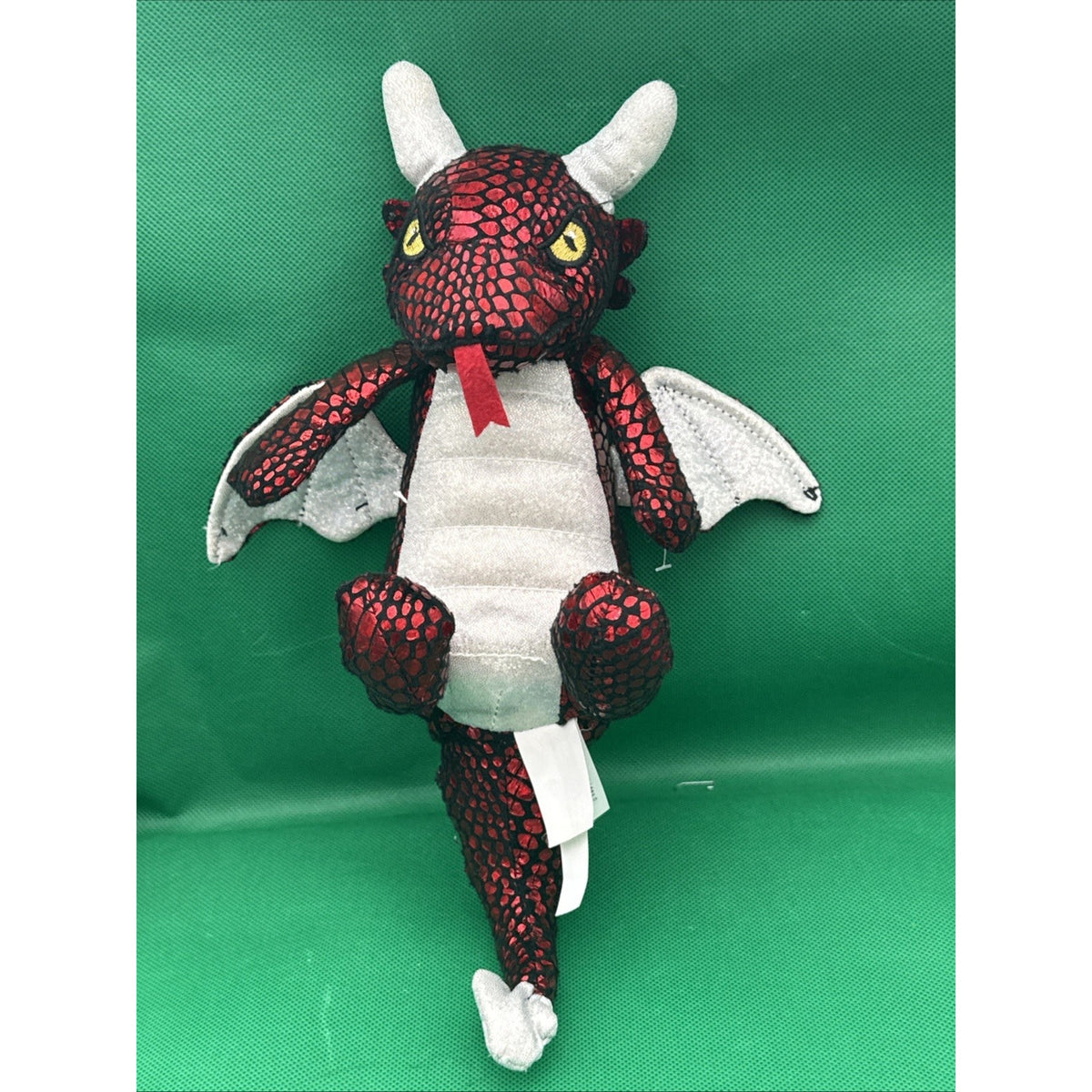 Nanco Red Winged Dragon Snake Scales Plush Toy Black Silver Iridescent 13" 2020