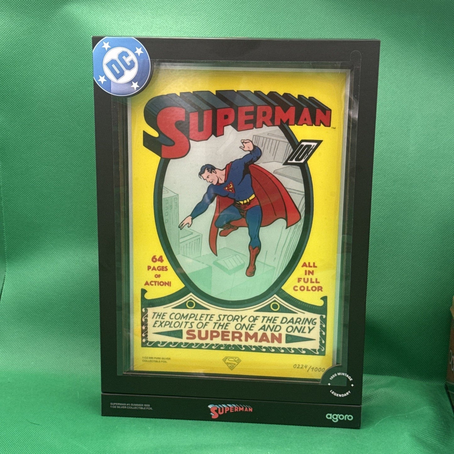 Agoro Superman 1oz Silver Poster 0224/1000 - toyscardscomics