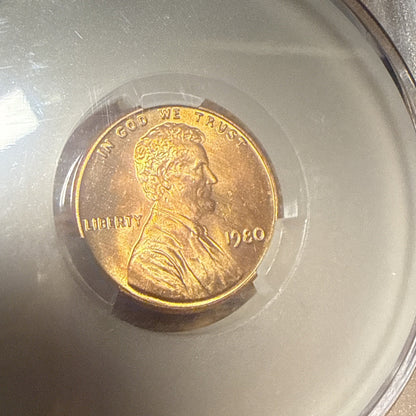 1980 1c Lincoln Memorial Cent ~ CAC MS66 RD