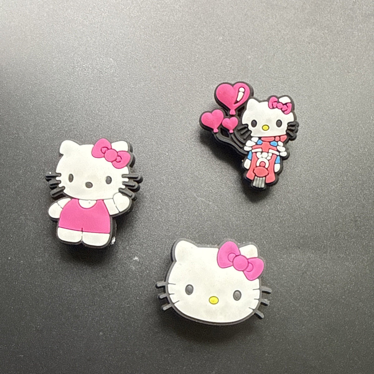 Lot of 3 Shoe Decoration Charms Rubber & Plastic Hello Kitty