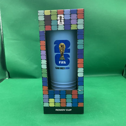 FIFA World Cup 26 Rowdy Cup Tumbler Horn Noisemaker 24oz Light Blue CAN MEX USA