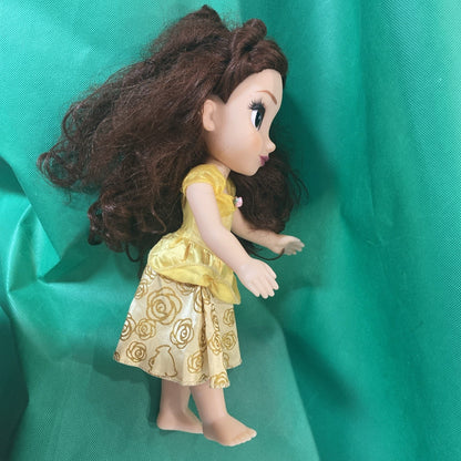 Disney Princess Belle Doll Yellow Dress And Shoes Long Brown Hair Brown Eyes 14”