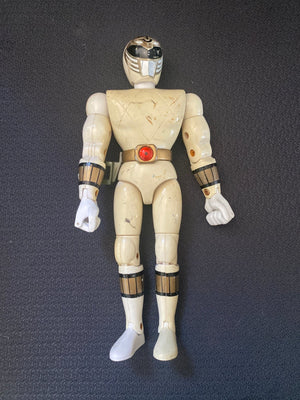 Bandai 1995 Mighty Morphin Power Rangers White Ranger 8" Figure head loose